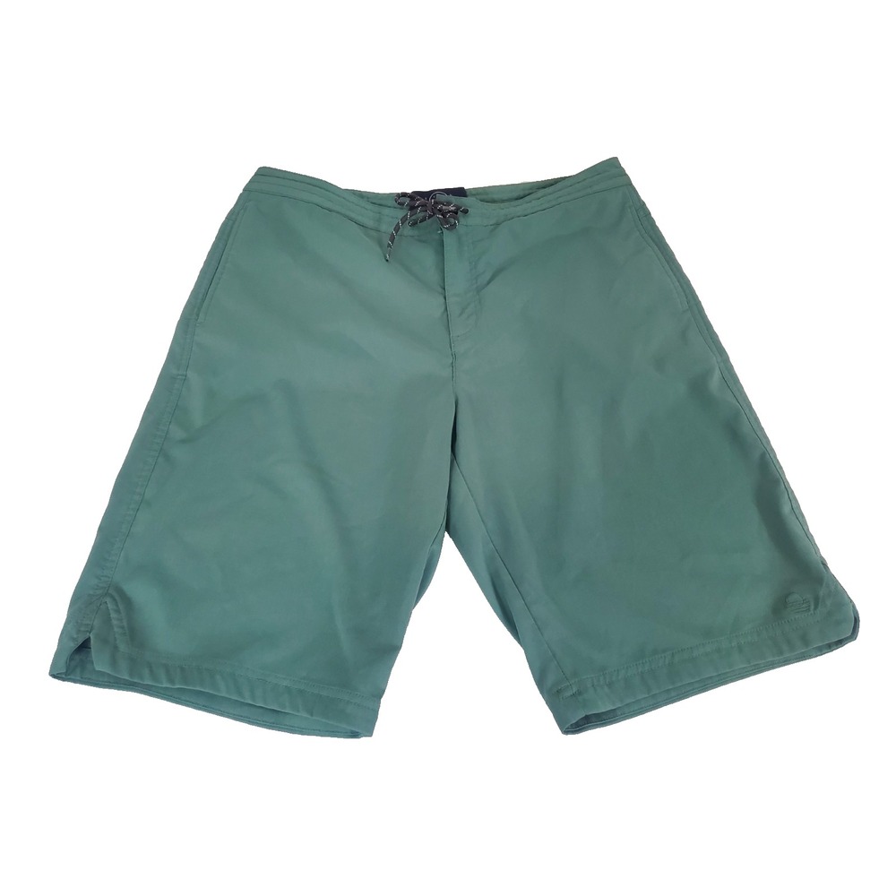 Even Tide Men's Size 34 Shorts Green Drawstring / Zip/ Snap  Inseam 11"